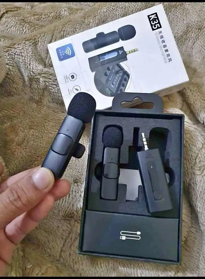 K35 dual wireless microphone 100% authentic for smartphone, DSLR Camera,And Speakers